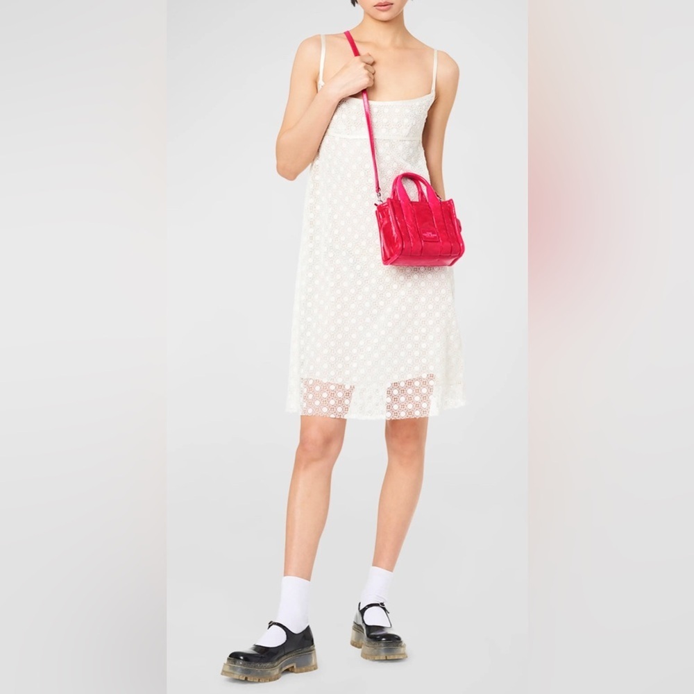 NEW MARC JACOBS The SHINY Mini CRINKLE Leather Crossbody The Tote Bag Magenta - Picture 7 of 13